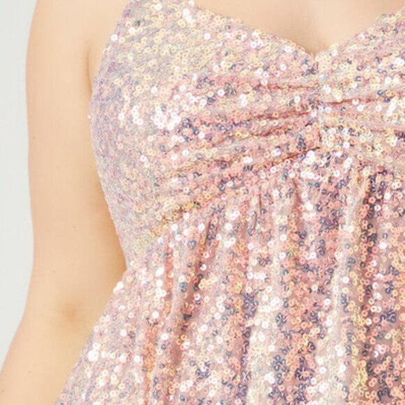 Plus Size Sequin Tiered Mini Dress - Picture 8 of 10